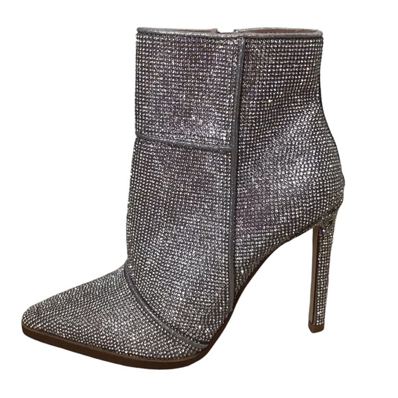 AQUA Women’s Valry Snip Toe Rhinestone Stretch High Heel Booties - Picture 9 of 16